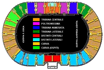 Mappa dello stadio Dall'Ara