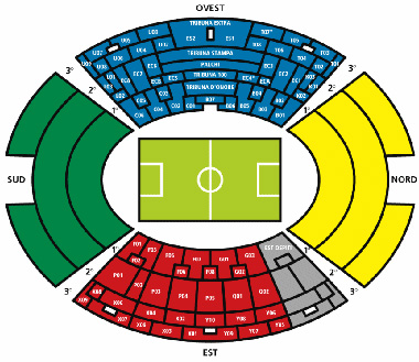 Mappa dello stadio Delle Alpi